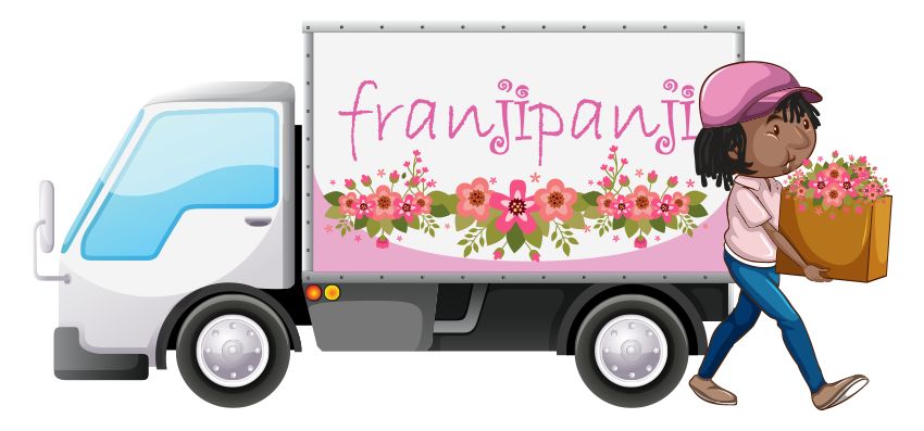 Franjipanji delivery van illustration
