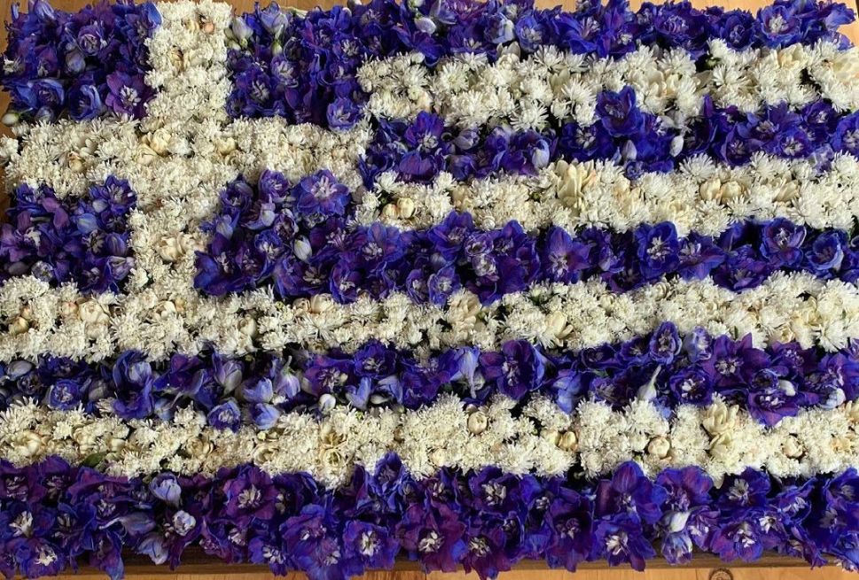Greek flag patriotic floral art