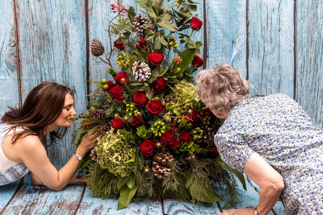 Large corporate event floral installation