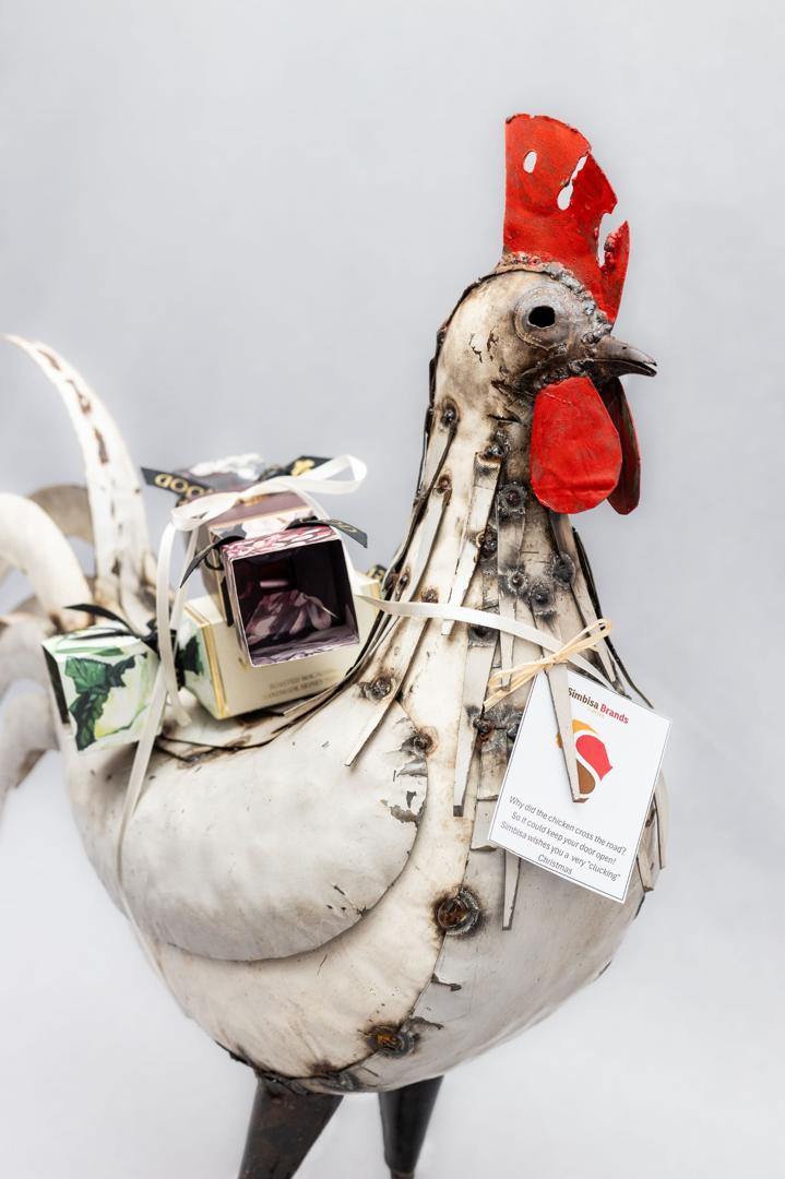 White chicken corporate gift presentation