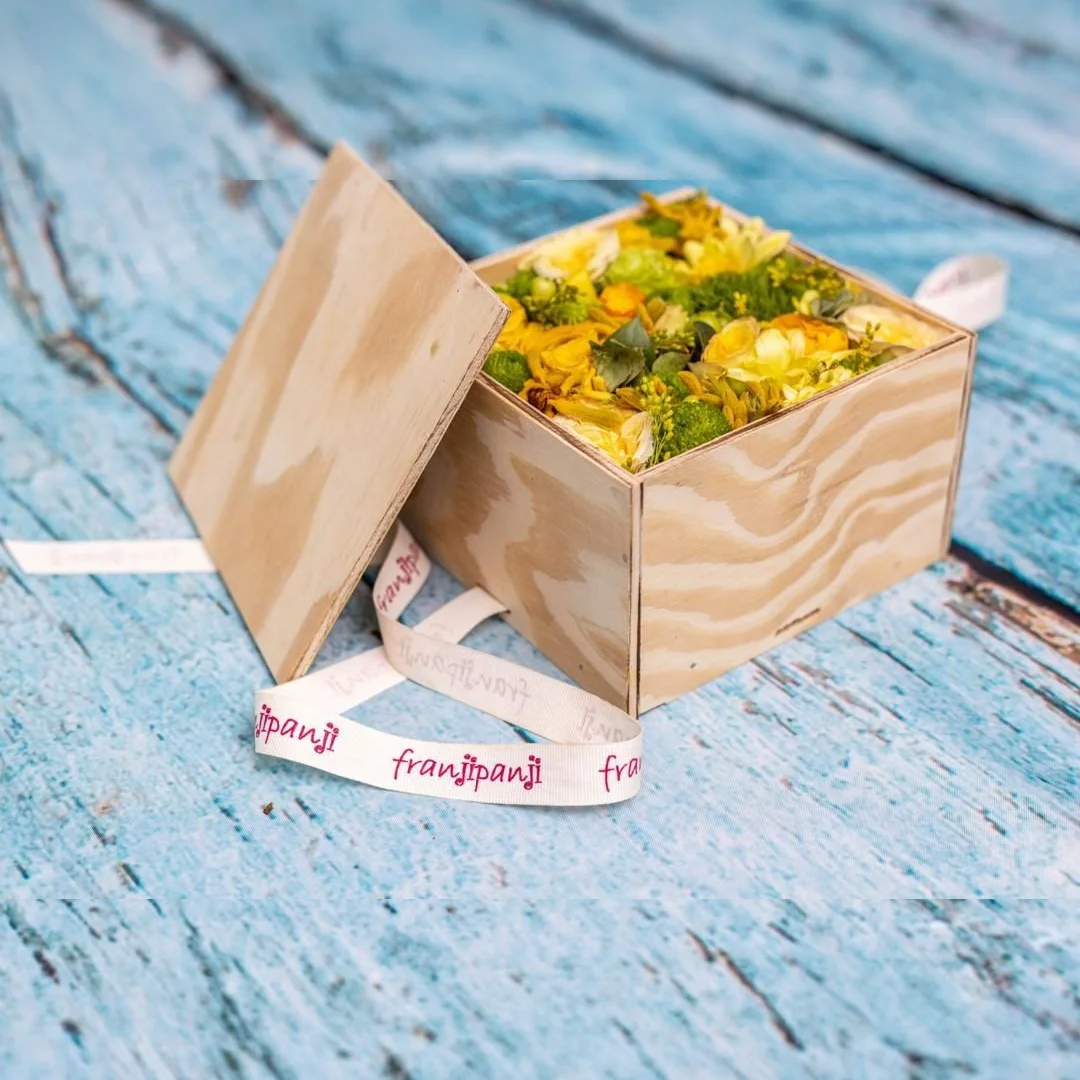 Yellow Rose Wooden Flower Box