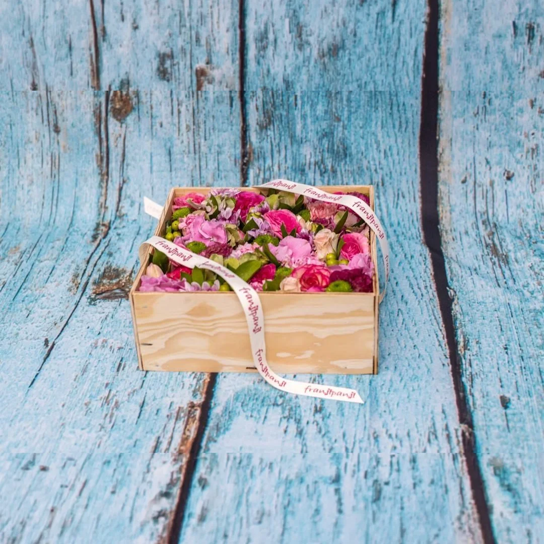 Pink Rose Wooden Flower Box